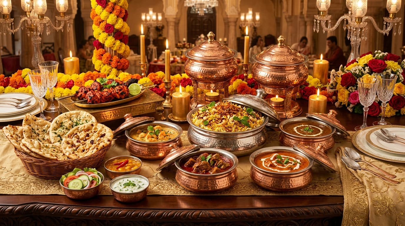 Rani Feast catering spread — Weddings, large celebrations, the full tandoor experience