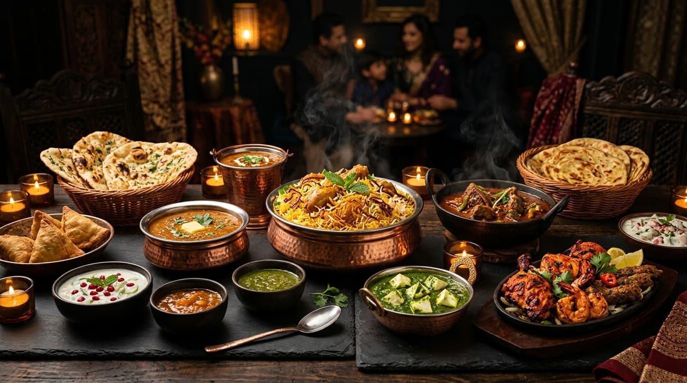 The Group Meal — a full spread for 6–8 people