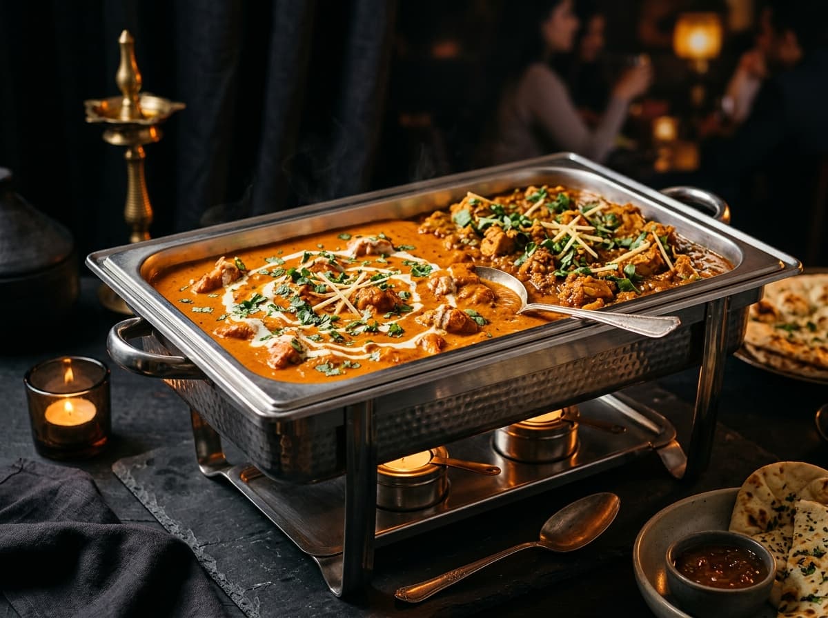 Chicken curry party catering chafing tray